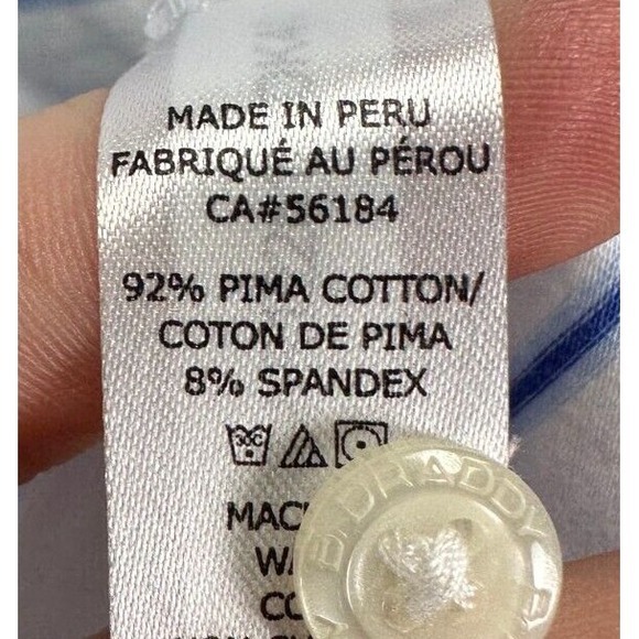 B. Draddy Polo Shirt Adult Large Blue Striped Pima Cotton Blend Rugby Casual Men - Picture 5 of 9